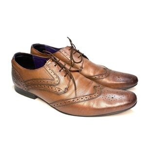 Ted Baker Cognac Leather Wingtip Oxfords | 44